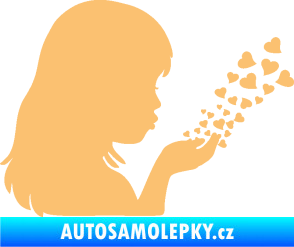 Samolepka Holčička se srdíčky pravá béžová
