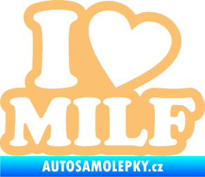 Samolepka I love milf 002 nápis béžová
