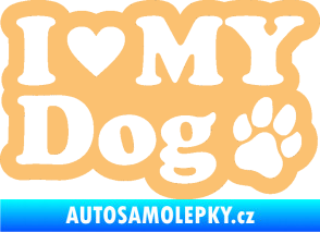 Samolepka I love my dog 002 béžová