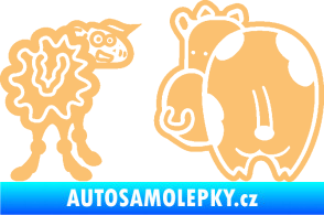 Samolepka JDM kravička a ovečka 002 pravá béžová