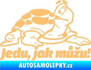 Samolepka Jedu, jak můžu! 001 pravá nápis se želvou béžová