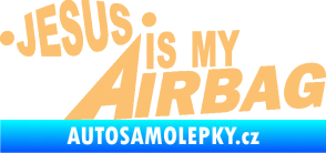 Samolepka Jesus is my airbag nápis béžová