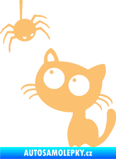 Samolepka Kočička s pavoukem levá béžová