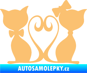 Samolepka Kočky love 002 levá spletené ocásky béžová