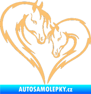 Samolepka Koníci 002 - levá srdíčko kůň s hříbátkem béžová