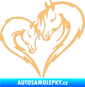 Samolepka Koníci 002 - pravá srdíčko kůň s hříbátkem béžová