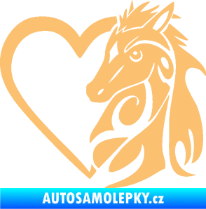 Samolepka Koník love 001 pravá hříbátko v srdíčku béžová
