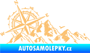 Samolepka Krajina hory 043 levá s kompasem béžová