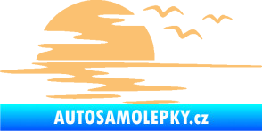 Samolepka Krajina moře 003 levá západ slunce odraz na hladině béžová