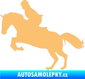 Samolepka Kůň 014 levá skok s jezdcem béžová