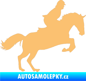 Samolepka Kůň 014 pravá skok s jezdcem béžová
