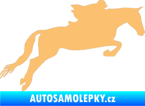 Samolepka Kůň 015 pravá skok s jezdcem béžová