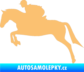 Samolepka Kůň 020 levá skok s jezdcem béžová