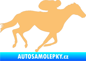 Samolepka Kůň 027 pravá závodí s jezdcem béžová
