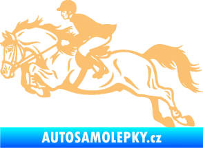 Samolepka Kůň 059  levá jezdec na koni parkur béžová