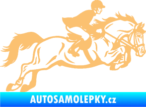 Samolepka Kůň 059  pravá jezdec na koni parkur béžová