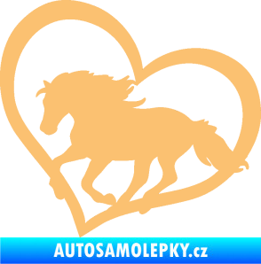 Samolepka Kůň 087  levá v srdíčku béžová