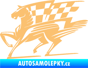 Samolepka Kůň racing 001 levá se šachovnicí béžová