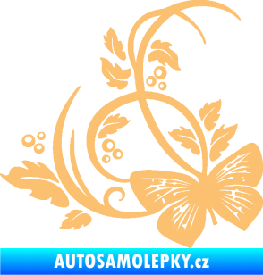 Samolepka Květina dekor 046 levá motýl béžová