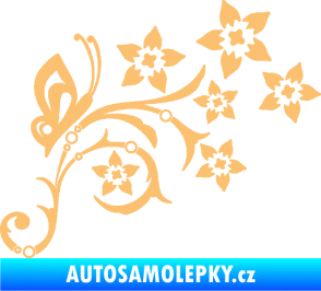 Samolepka Květina dekor 047 pravá s motýlem béžová