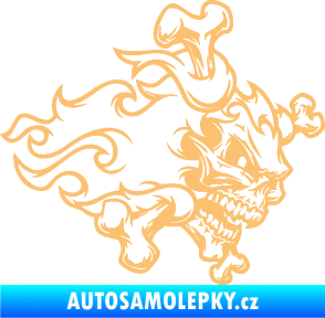 Samolepka Lebka 022 pravá kosti v plamenech béžová