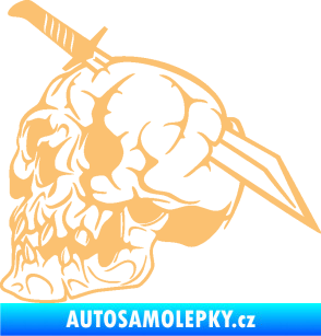 Samolepka Lebka 031 levá probodnutá nožem béžová