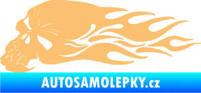 Samolepka Lebka 050 levá v plamenech béžová