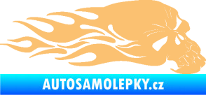 Samolepka Lebka 050 pravá v plamenech béžová