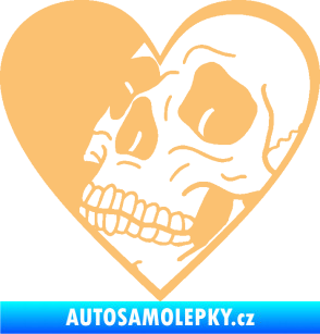 Samolepka Lebka 062 levá v srdíčku béžová