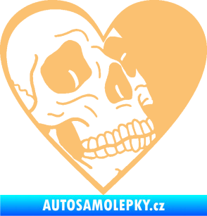Samolepka Lebka 062 pravá v srdíčku béžová