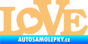 Samolepka Love 002 nápis se srdíčkem béžová