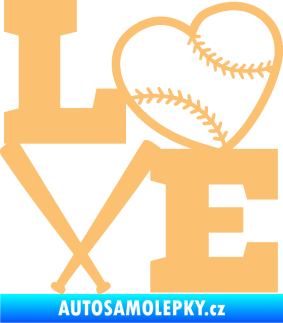 Samolepka Love baseball béžová