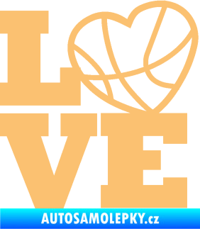 Samolepka Love basketbal béžová