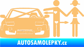 Samolepka Love car like sex levá béžová