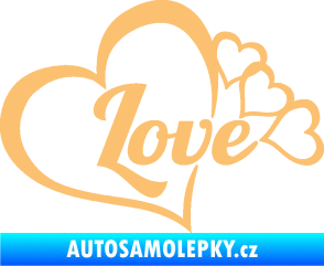 Samolepka Love nápis se srdíčky béžová