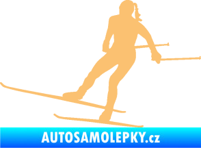 Samolepka Lyžařka 001 levá běh na lyžích béžová