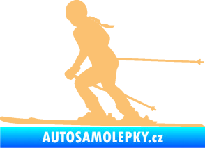 Samolepka Lyžařka 002 levá sjezd béžová