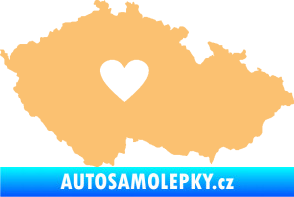Samolepka Mapa České republiky 002 srdce béžová