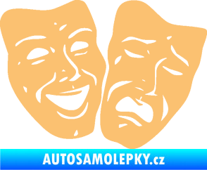 Samolepka Masky tváře 001 pravá veselý a smutný béžová