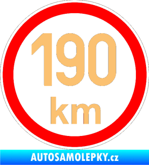 Samolepka Maximální rychlost 190km - nejvyšší konstrukční rychlost béžová