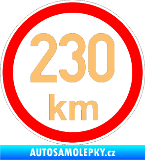 Samolepka Maximální rychlost 230km - nejvyšší konstrukční rychlost béžová