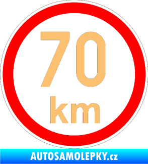 Samolepka Maximální rychlost 70km - nejvyšší konstrukční rychlost béžová