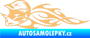 Samolepka Motorka 011 levá helma na motokros v plamenech béžová