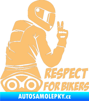 Samolepka Motorkář 003 pravá respect for bikers nápis béžová