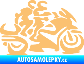 Samolepka Motorkář 009 pravá se spolujezdcem béžová