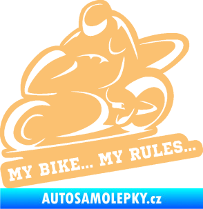 Samolepka Motorkář 012 levá s textem béžová