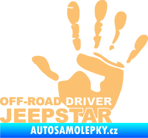 Samolepka Off road driver - Jeep star nápis s rukou béžová
