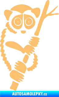 Samolepka Opice 004 pravá lemur na stromě béžová