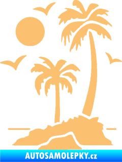 Samolepka Ostrov 002 levá palmy a moře béžová