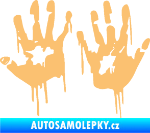 Samolepka Otisk rukou 001 levá krvavý béžová